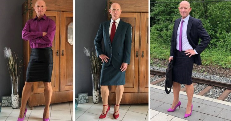 Happily Married Man Wears A Skirt And High Heels To Work Every Single ...